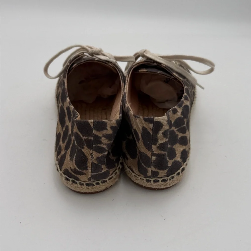 J. Crew Brown Leopard Espadrille canvas Sneakers women 10 casual vacation beach